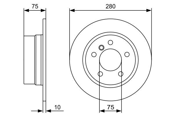BOSCH 0 986 479 494 Bremsscheiben &Oslash; 280mm f&uuml;r Hinterachse
