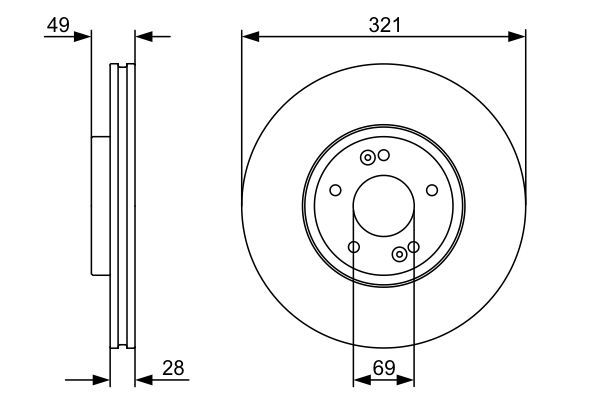 BOSCH 0 986 479 536 Bremsscheibe &Oslash; 321mm f&uuml;r Vorderachse