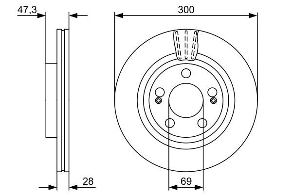 BOSCH 0 986 479 537 Bremsscheibe &Oslash; 300mm f&uuml;r Vorderachse