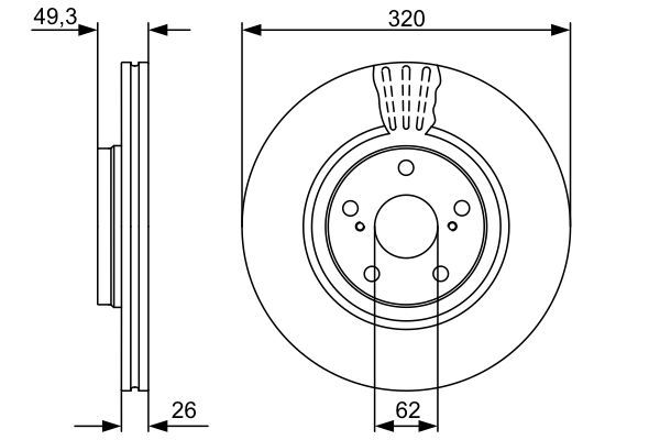BOSCH 0 986 479 562 Bremsscheibe &Oslash; 320mm f&uuml;r Vorderachse