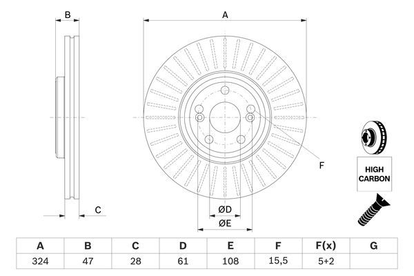 BOSCH 0 986 479 565 Bremsscheibe &Oslash; 324mm f&uuml;r Vorderachse