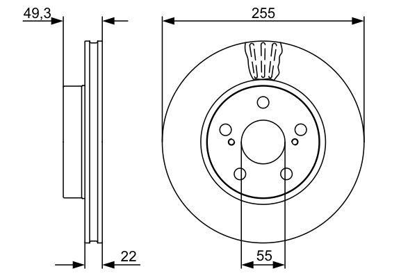BOSCH 0 986 479 564 Bremsscheiben &Oslash; 255mm f&uuml;r Vorderachse