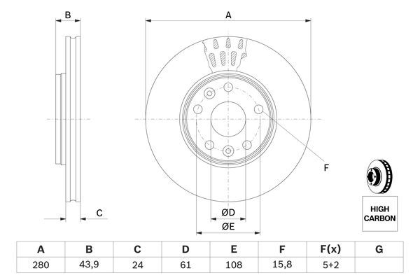 BOSCH 0 986 479 555 Bremsscheiben &Oslash; 280mm f&uuml;r Vorderachse