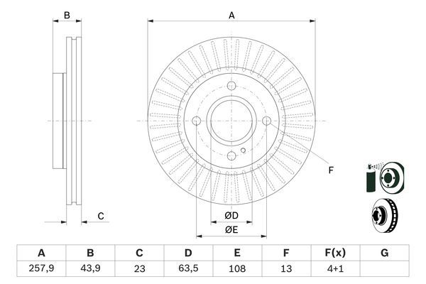 BOSCH 0 986 479 566 Bremsscheiben &Oslash; 2579mm f&uuml;r Vorderachse