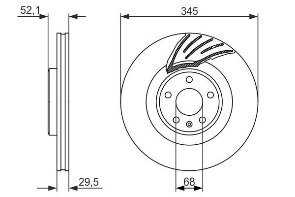BOSCH 0 986 479 590 Bremsscheibe &Oslash; 345mm f&uuml;r Vorderachse