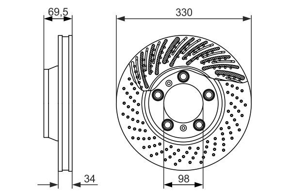 BOSCH 0 986 479 579 Bremsscheibe &Oslash; 330mm f&uuml;r Vorderachse