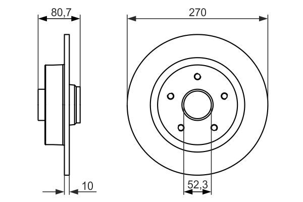 BOSCH 0 986 479 607 Bremsscheibe Ø 270mm für Hinterachse