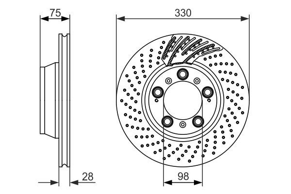 BOSCH 0 986 479 581 Bremsscheibe Ø 330mm für Hinterachse links