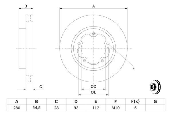 BOSCH 0 986 479 C09 Bremsscheiben &Oslash; 280mm f&uuml;r Vorderachse