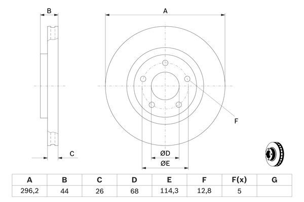 BOSCH 0 986 479 C04 Bremsscheiben &Oslash; 2962mm f&uuml;r Vorderachse