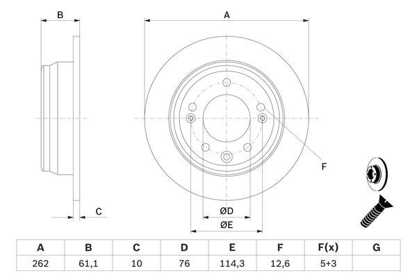 BOSCH 0 986 479 C14 Bremsscheiben &Oslash; 262mm f&uuml;r Hinterachse