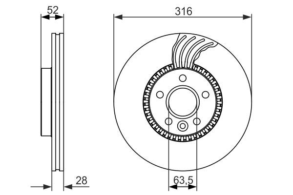 BOSCH 0 986 479 C19 Bremsscheibe &Oslash; 316mm f&uuml;r Vorderachse