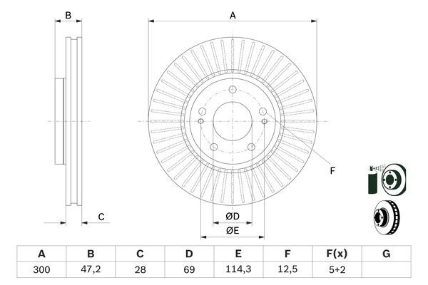 BOSCH 0 986 479 C51 Bremsscheibe &Oslash; 300mm f&uuml;r Vorderachse