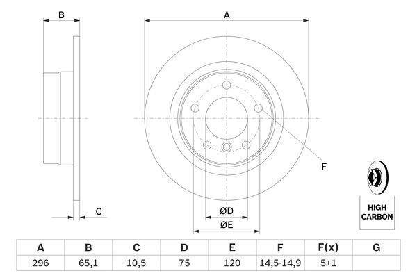 BOSCH 0 986 479 C55 Bremsscheiben &Oslash; 296mm f&uuml;r Hinterachse