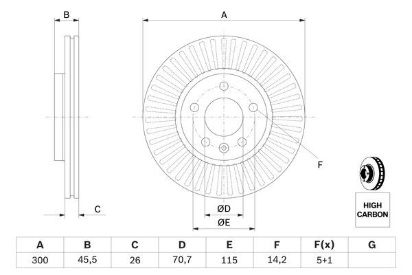 BOSCH 0 986 479 C56 Bremsscheibe Ø 300mm für Vorderachse