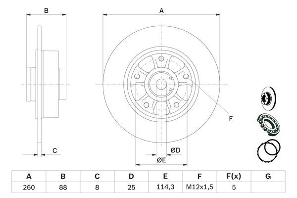 BOSCH 0 986 479 C87 Bremsscheibe &Oslash; 260mm f&uuml;r Hinterachse