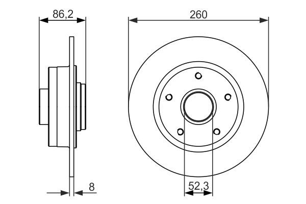 BOSCH 0 986 479 684 Bremsscheiben &Oslash; 260mm f&uuml;r Hinterachse