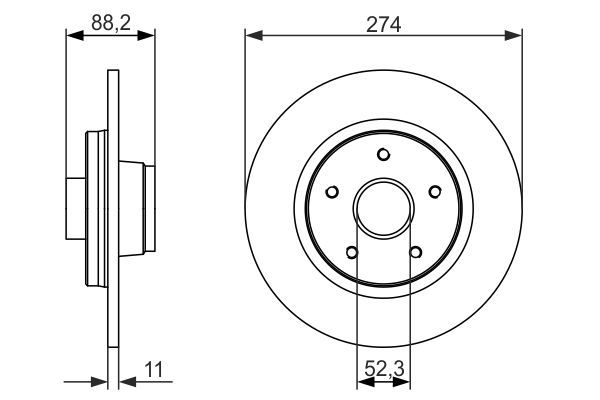BOSCH 0 986 479 695 Bremsscheibe &Oslash; 274mm f&uuml;r Hinterachse