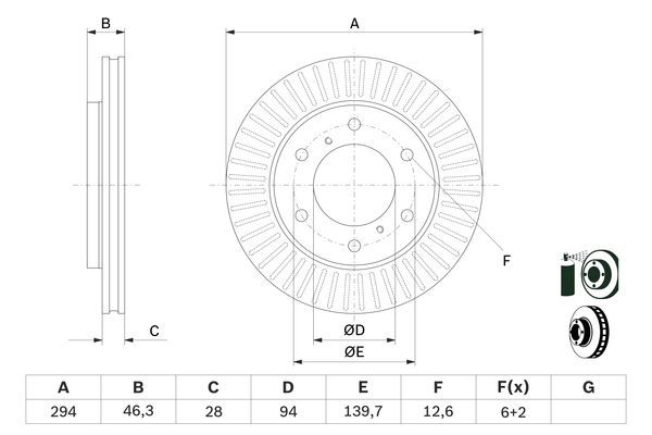BOSCH 0 986 479 704 Bremsscheiben &Oslash; 294mm f&uuml;r Vorderachse