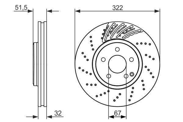 BOSCH 0 986 479 720 Bremsscheibe &Oslash; 322mm f&uuml;r Vorderachse
