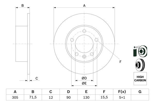 BOSCH 0 986 479 717 Bremsscheiben &Oslash; 3049mm f&uuml;r Hinterachse