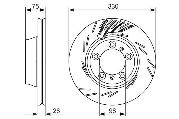 BOSCH 0 986 479 733 Bremsscheibe &Oslash; 330mm f&uuml;r Hinterachse