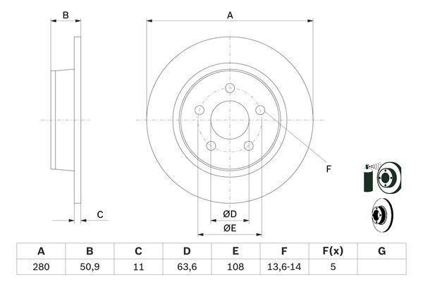 BOSCH 0 986 479 762 Bremsscheiben &Oslash; 2799mm f&uuml;r Hinterachse