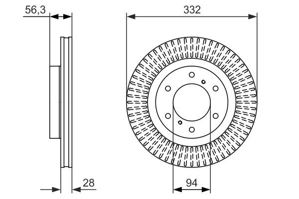 BOSCH 0 986 479 782 Bremsscheibe &Oslash; 332mm f&uuml;r Vorderachse