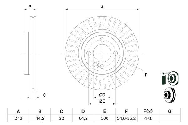 BOSCH 0 986 479 B39 Bremsscheiben &Oslash; 276mm f&uuml;r Vorderachse