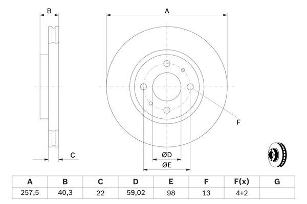 BOSCH 0 986 479 B43 Bremsscheiben &Oslash; 2572mm f&uuml;r Vorderachse