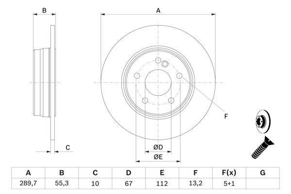 BOSCH 0 986 479 B41 Bremsscheiben &Oslash; 290mm f&uuml;r Hinterachse
