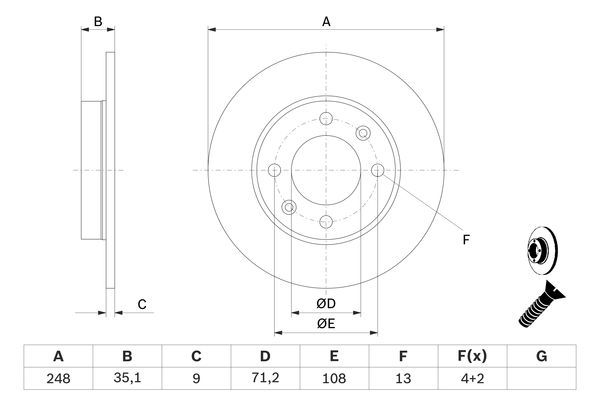 BOSCH 0 986 479 B40 Bremsscheiben &Oslash; 248mm f&uuml;r Hinterachse