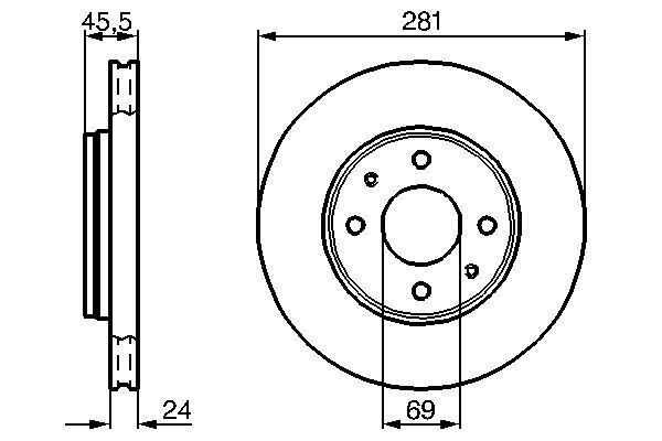 BOSCH 0 986 479 B37 Bremsscheiben &Oslash; 281mm f&uuml;r Vorderachse