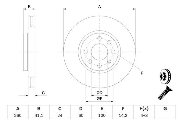 BOSCH 0 986 479 B46 Bremsscheiben &Oslash; 2606mm f&uuml;r Vorderachse