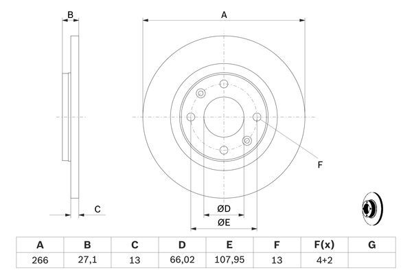 BOSCH 0 986 479 B51 Bremsscheiben &Oslash; 266mm f&uuml;r Vorderachse