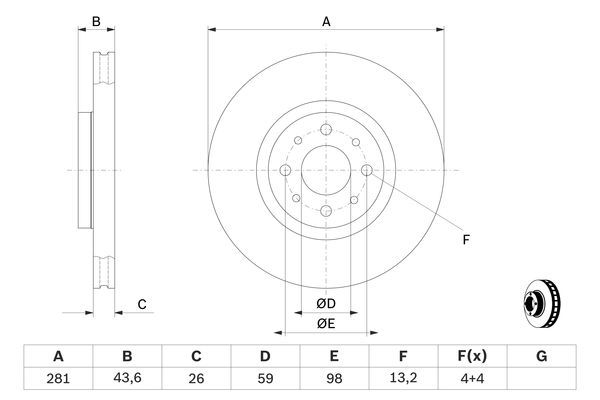 BOSCH 0 986 479 B52 Bremsscheiben &Oslash; 281mm f&uuml;r Vorderachse