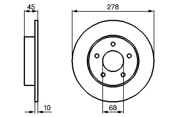 BOSCH 0 986 479 B64 Bremsscheiben &Oslash; 278mm f&uuml;r Hinterachse