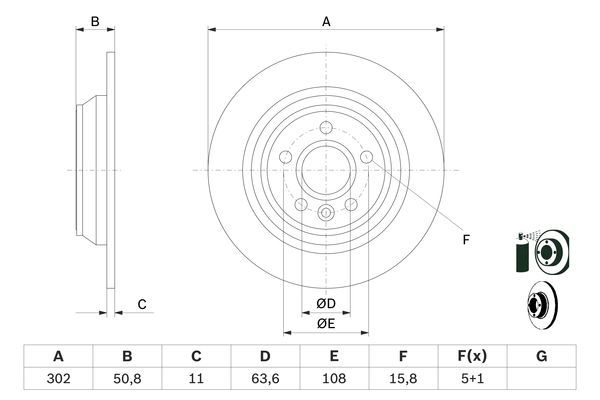 BOSCH 0 986 479 B94 Bremsscheiben &Oslash; 302mm f&uuml;r Hinterachse