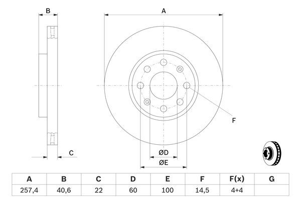BOSCH 0 986 479 B89 Bremsscheiben &Oslash; 2574mm f&uuml;r Vorderachse