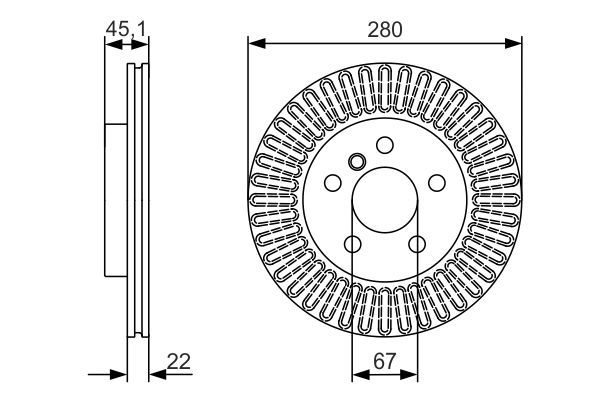 BOSCH 0 986 479 C97 Bremsscheiben &Oslash; 280mm f&uuml;r Vorderachse