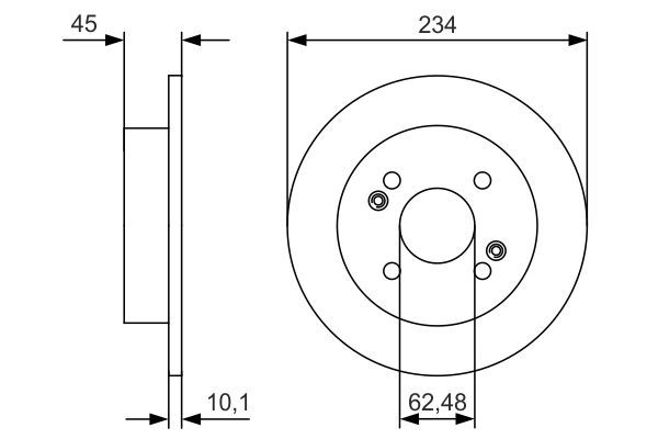BOSCH 0 986 479 D02 Bremsscheiben &Oslash; 234mm f&uuml;r Hinterachse