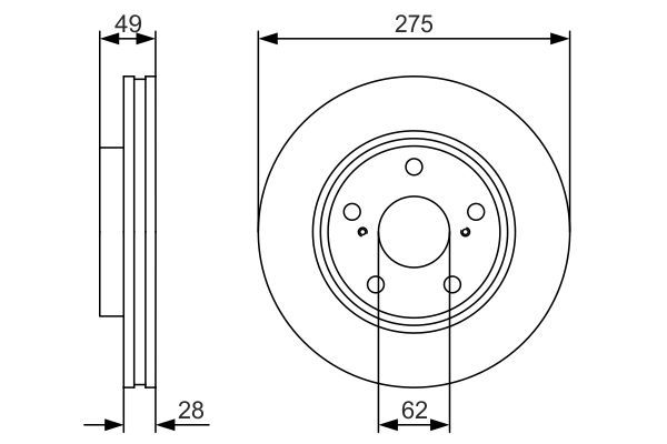 BOSCH 0 986 479 R58 Bremsscheiben &Oslash; 2748mm f&uuml;r Vorderachse