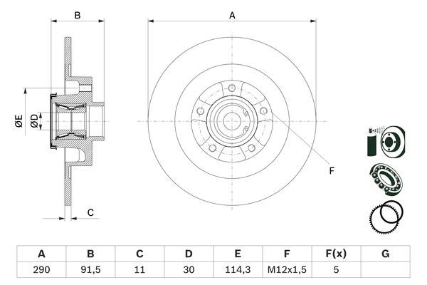 BOSCH 0 986 479 F42 Bremsscheibe &Oslash; 290mm f&uuml;r Hinterachse