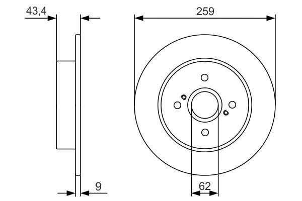 BOSCH 0 986 479 V07 Bremsscheiben &Oslash; 259mm f&uuml;r Hinterachse