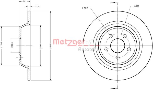 METZGER 6110818 Bremsscheibe Lack/Ks f&uuml;r FORD HA