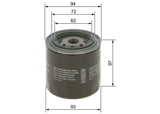BOSCH 0 986 452 003 &Ouml;lfilter P2003 &Oslash; 93mm H&ouml;he 97mm