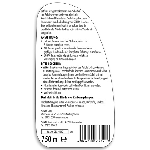 SONAX 02334000 Insektenstar 750ml