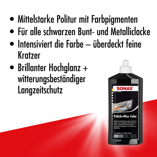 SONAX 02961000 Polish + Wax Color schwarz 500ml