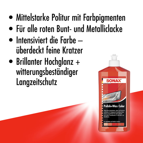 SONAX 02964000 Polish + Wax Color rot 500ml