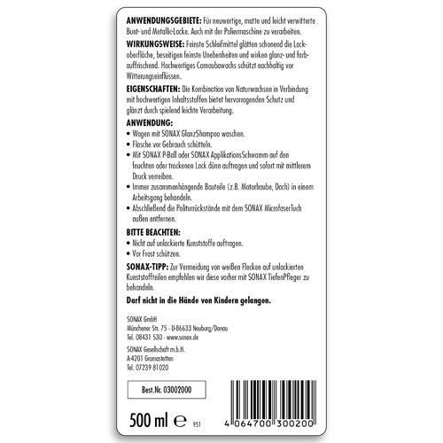 SONAX 03002000 Autopolitur 500ml